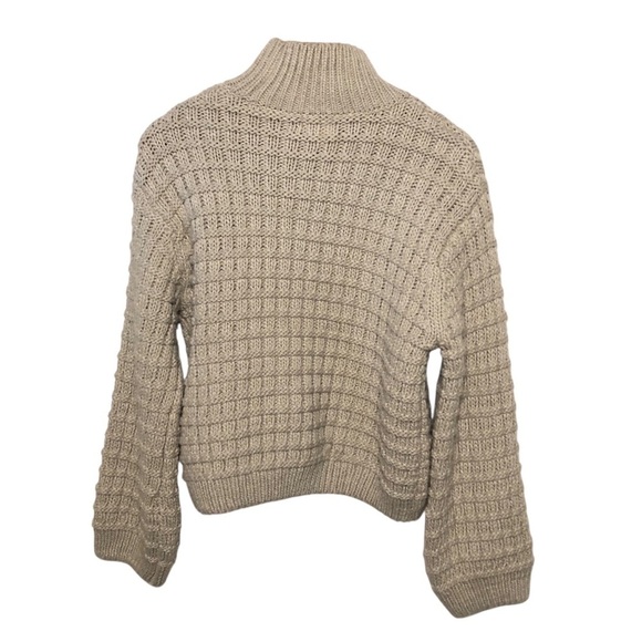 H&M Fisherman Sweater Oversized XS Cableknit Neutral Beige High Neck Preppy - Picture 4 of 9